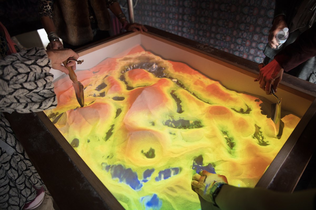 An Augmented Reality (AR) Sandbox, based on open-source software originally developed at the University of California, Davis (http://arsandbox.org) (thanks Oliver for the update)