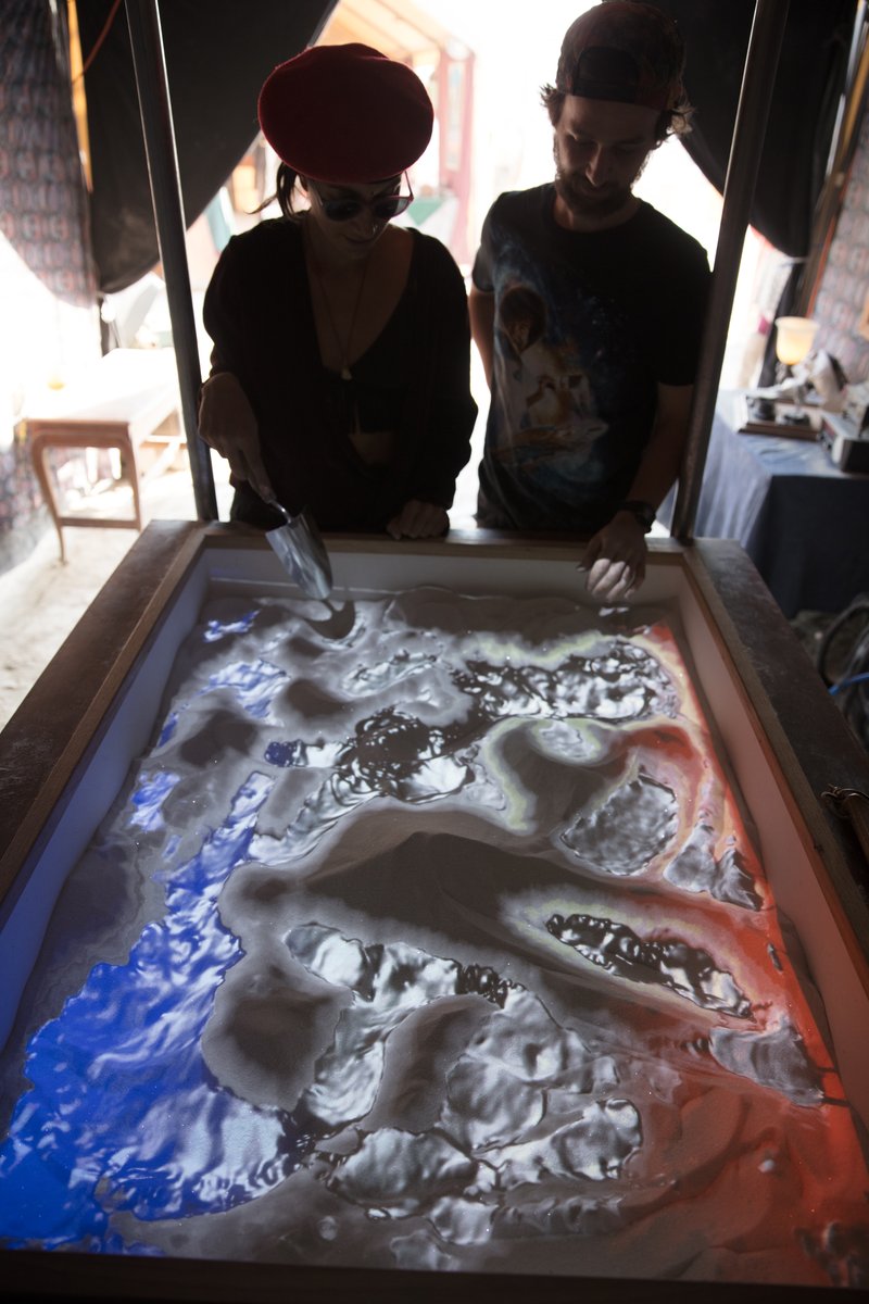 An Augmented Reality (AR) Sandbox, based on open-source software originally developed at the University of California, Davis (http://arsandbox.org) (thanks Oliver for the update)