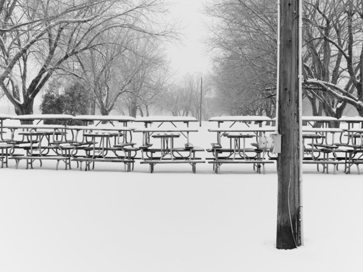 Picnic Tables In The Snow 2