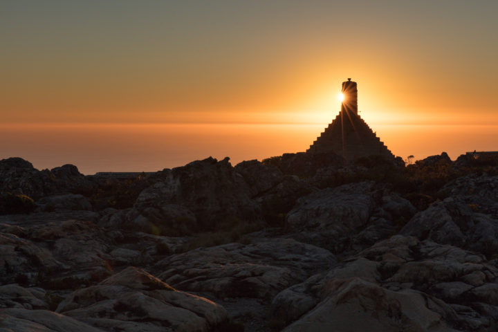 Sunset And Structure Atop Table Mountain