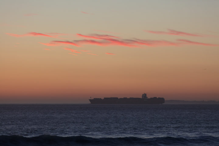 Container Ship At Dusk