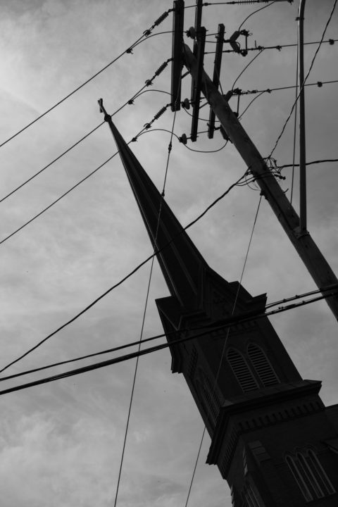 Church Steeple And Powerlines