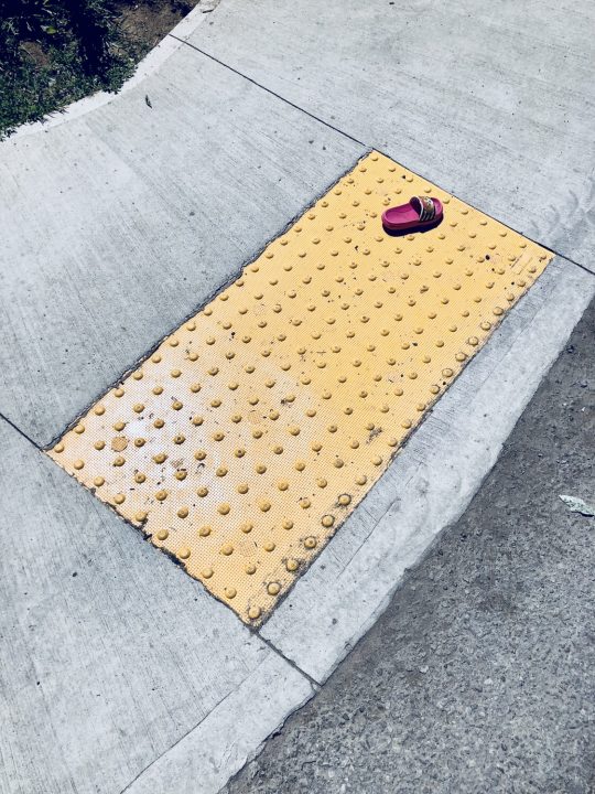 Tactile Paving Tile And Children’s Shoe