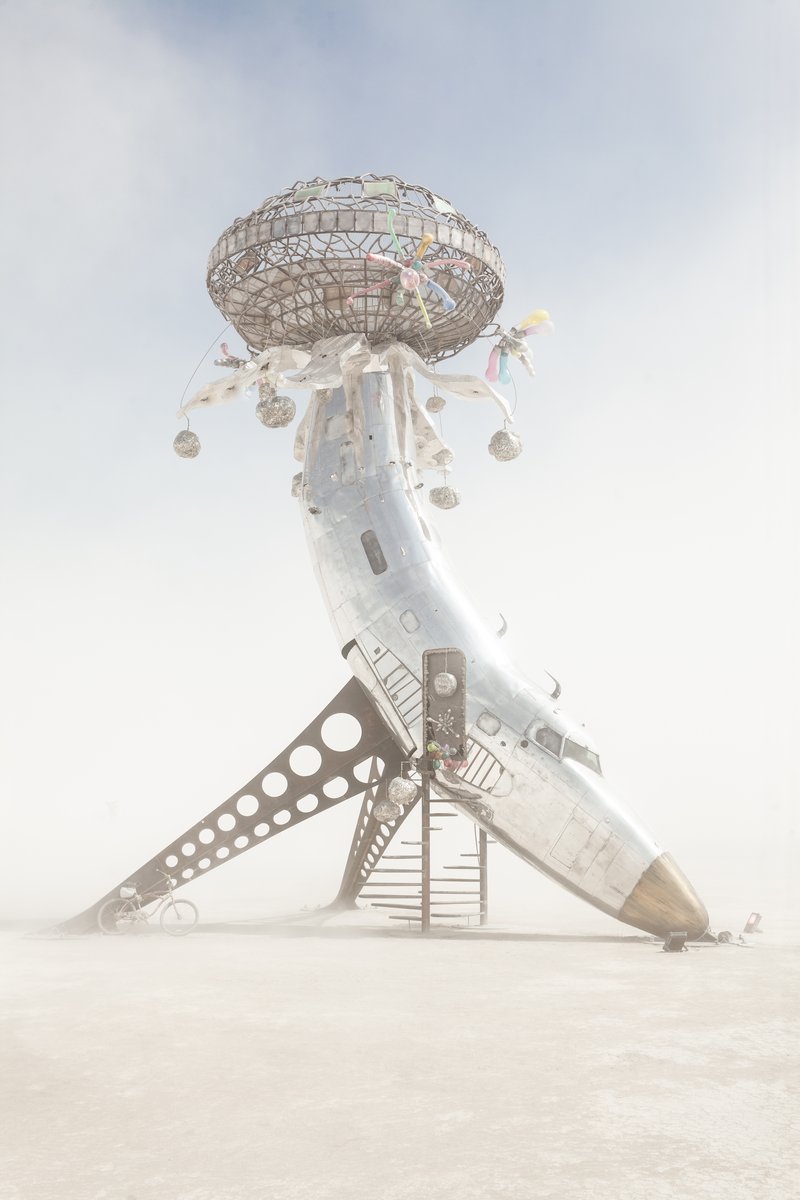 Lodestar by: Randy Polumbo from: New York, NY year: 2018 Lodestar is made of an old military jet that has been involuntarily blossomed into a contemplative flower and gathering place for human pollinators. URL: http://polumbo.com