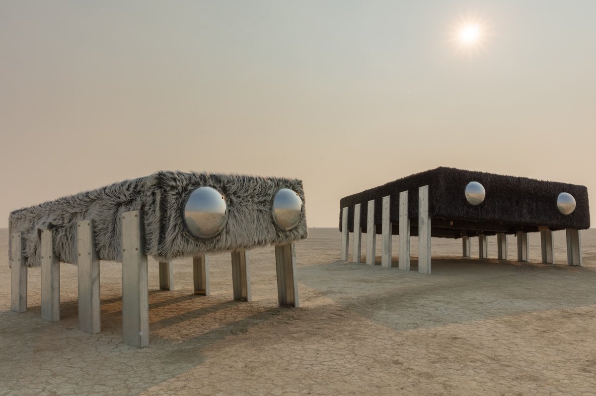 B.Ÿ.T.E. by: Jay Blanda & Andrew Lazorchak from: Butler, NJ year: 2018 (The sun on the left guy appeared as little black docks when I made a mistake processing. Then I realized I kinda like it. Looks like it's looking at the sun.)