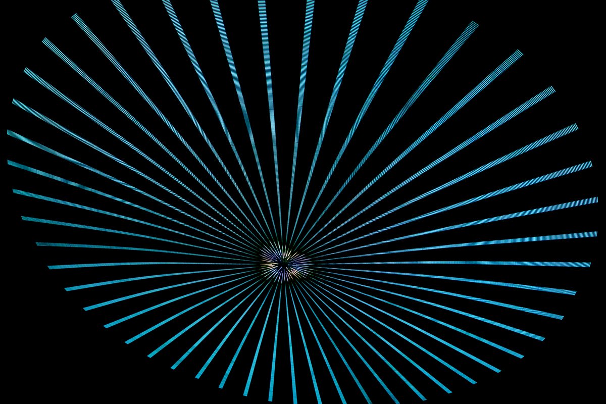 Paraluna by: Christopher Schardt from: Oakland, CA year: 2018 Paraluna combines kinetic sculpture, LEDs and music. Its main component is a disc 10m in diameter with 17,280 LEDs. A computer controls the LEDs while rotating, raising, lowering, and tilting the disc. Some of the LED patterns work with the rotation of the disk, creating spirals. Others use persistence-of-vision, making an image hover in space above the spinning LEDs. Spokes demonstrates both of these styles: https://photos.app.goo.gl/DcP9IauNTjRHENUh2 Surrounding the disc are several high-quality speakers that play classical music at comfortable, yet immersive volume, creating a comfortable, peaceful place to be. Patterns are chosen to complement each musical piece, as with Firmament: https://photos.app.goo.gl/H6KCzkf5jkGWAA3m2
