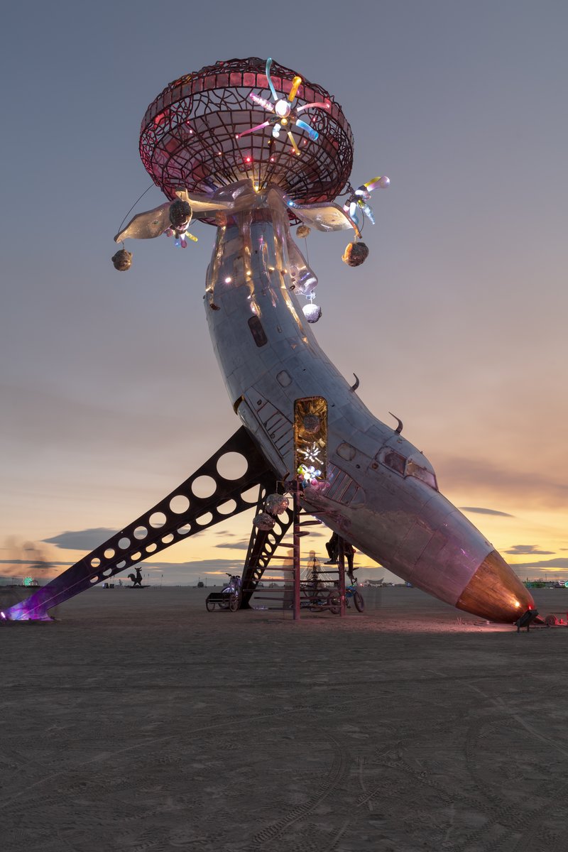 Lodestar by: Randy Polumbo from: New York, NY year: 2018 Lodestar is made of an old military jet that has been involuntarily blossomed into a contemplative flower and gathering place for human pollinators. URL: http://polumbo.com