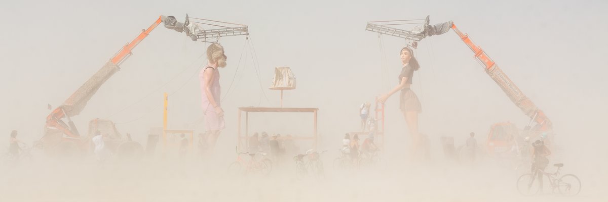Step Forward - Joining Minds by: Miguel Angel Martin Bordera, founder of Carros de Foc from: San Vicente del Raspeig, Alicante, Spain year: 2018 The two giant puppets meet around their huge table. They are the young Euterpe, example of self-acceptance, and her grandfather Alberto, who shares interesting experiences and accumulated knowledge. The artwork as a whole is about the concept of acceptance of others without discrimination. Feelings 'meet' at the table, feelings which disregard age, gender or stature. The idea this production wants to transmit is to discover oneself and learn to express oneself freely. When people know, accept and love themselves, recognizing their own virtues and weaknesses, they are able to give their best. URL: http://carrosfoc.com