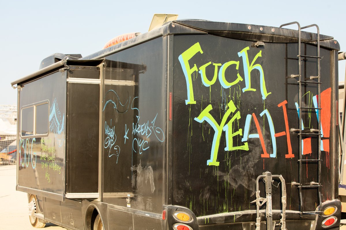 Black RVs are probably hot. I like how they wrote the address on the side of this though. More people should do that. Myself included. If I remember I'll do this next year as well.
