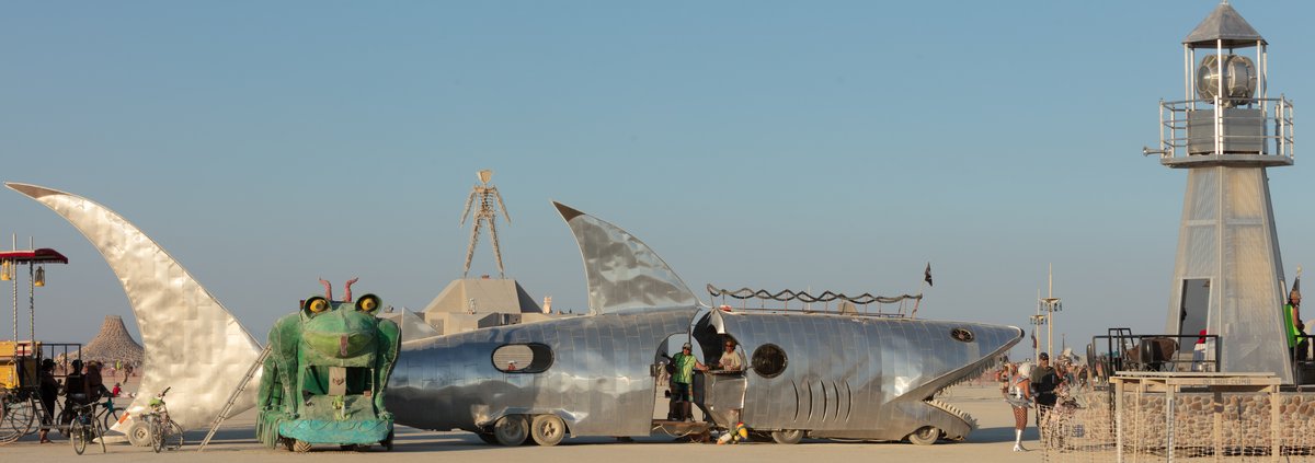 Giant sharks and lighthouses that move. You know just normal stuff.