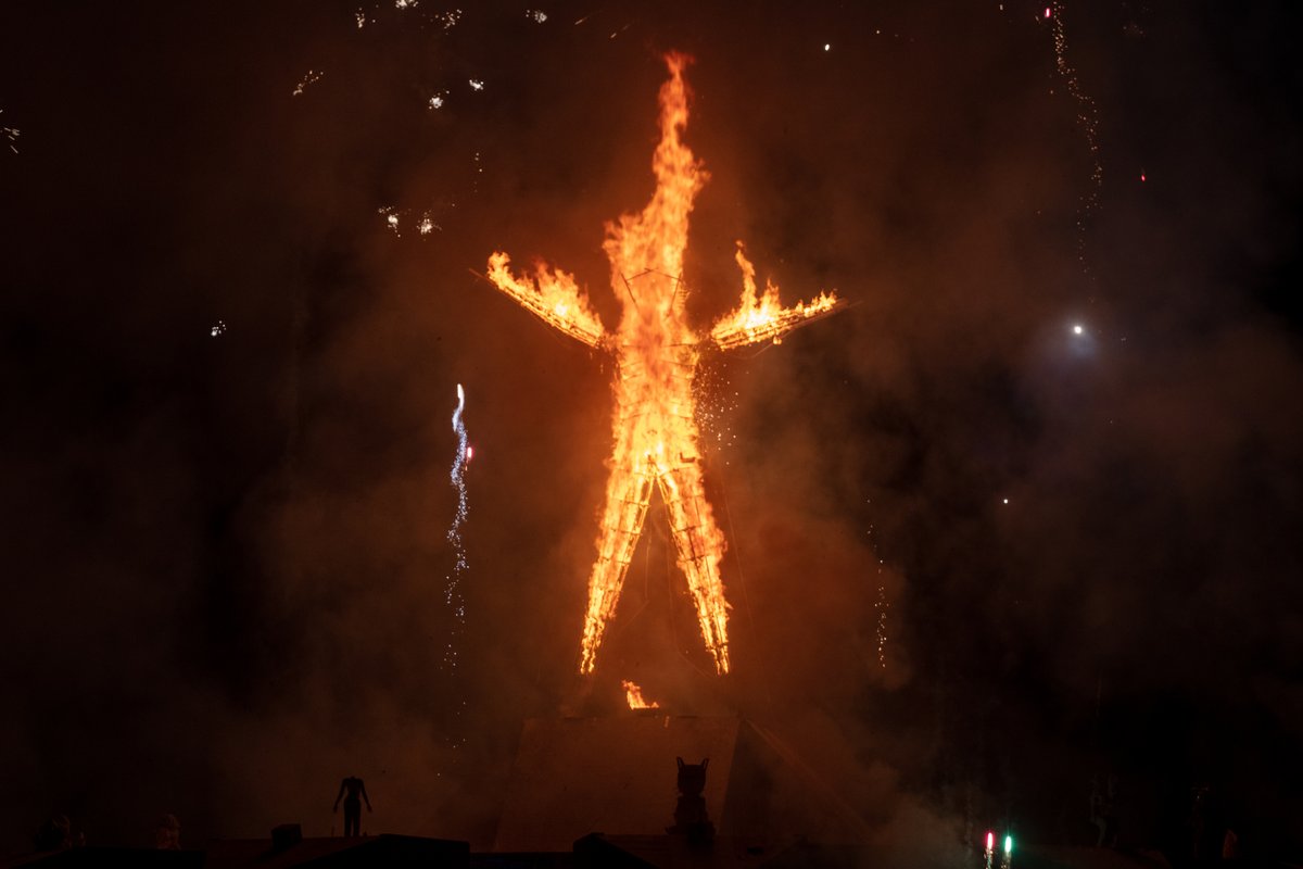 I'm always impressed with the fireworks at the Man Burn. How do they rig them up in such a short time and still make them look awesome?!