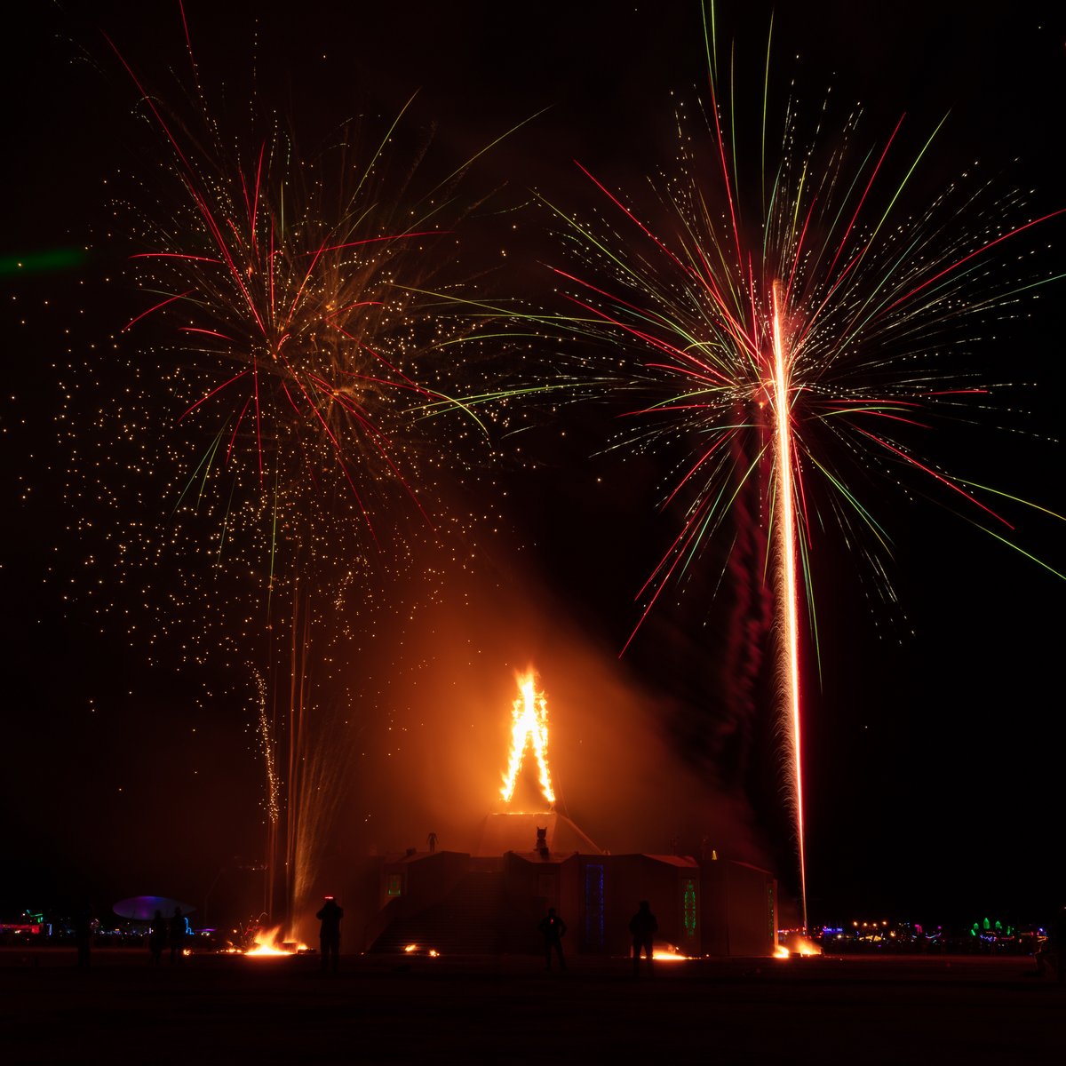I'm always impressed with the fireworks at the Man Burn. How do they rig them up in such a short time and still make them look awesome?!
