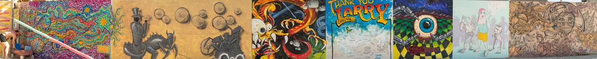 Various artists. Apologies that these aren't attributed to each individual artist. They may also be a bit distorted. These are stiched handheld panoramas...