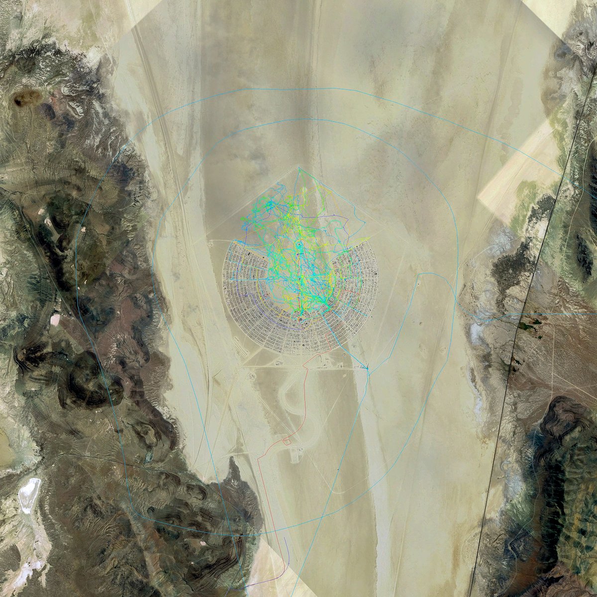 My GPS Tracks Each day is a different color. (Note that the basemap is fromt he 2017 burn)
