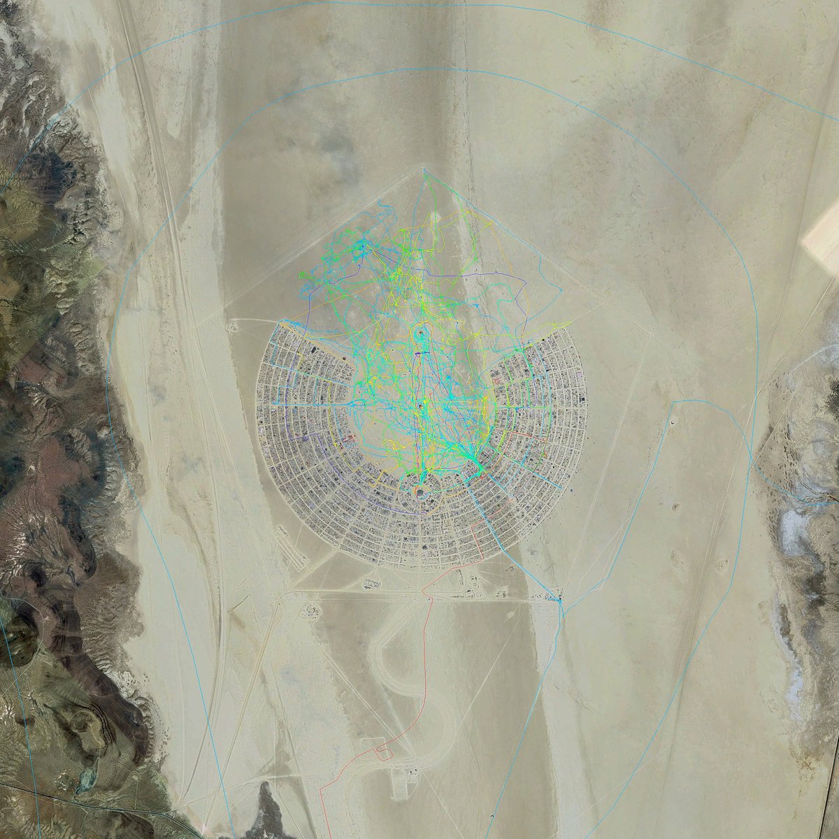 My GPS Tracks Each day is a different color. (Note that the basemap is fromt he 2017 burn)