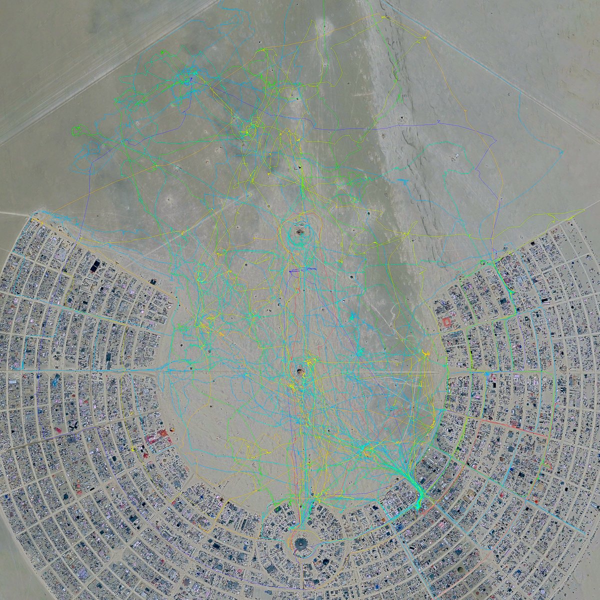 My GPS Tracks Each day is a different color. (Note that the basemap is fromt he 2017 burn)