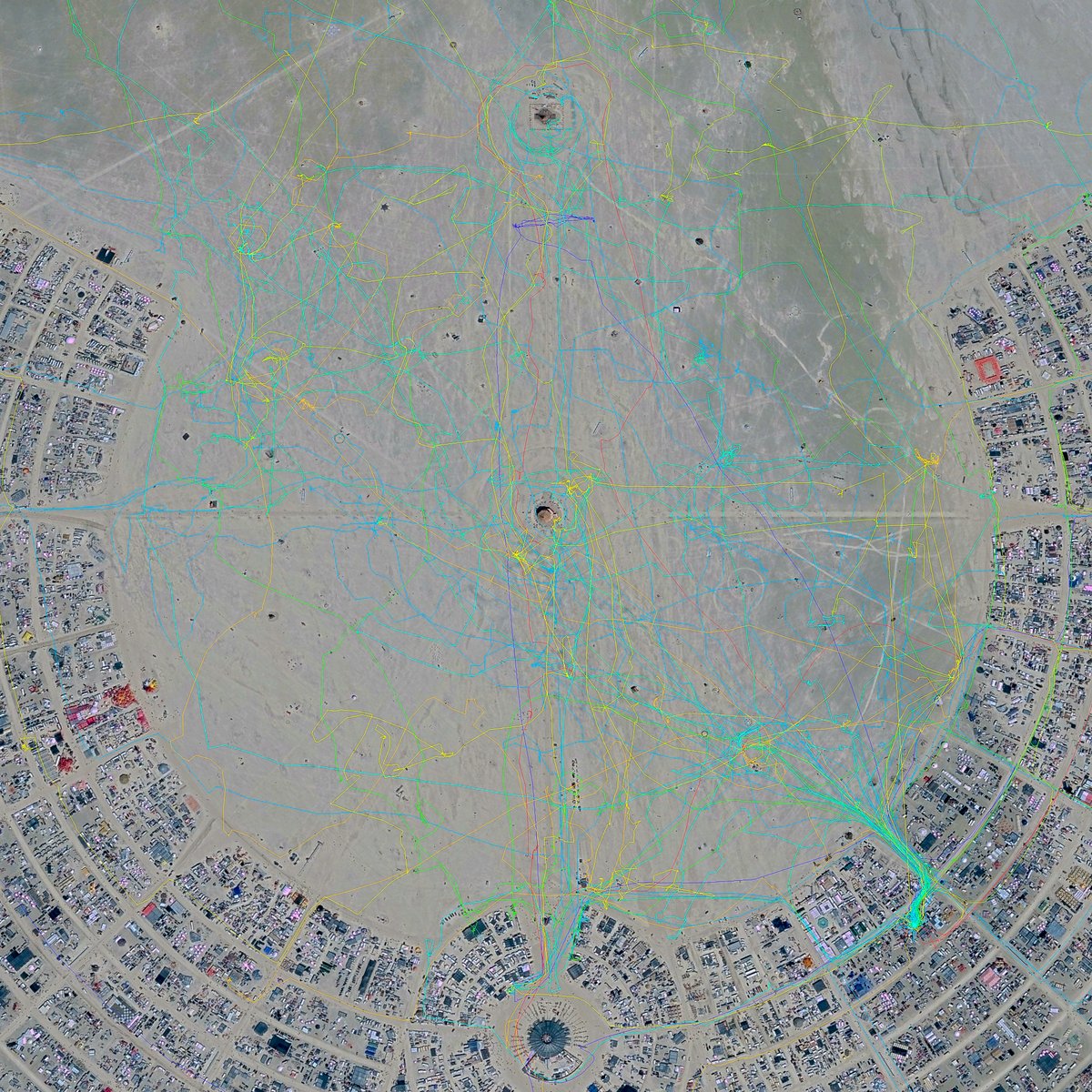 My GPS Tracks Each day is a different color. (Note that the basemap is from the 2017 burn)