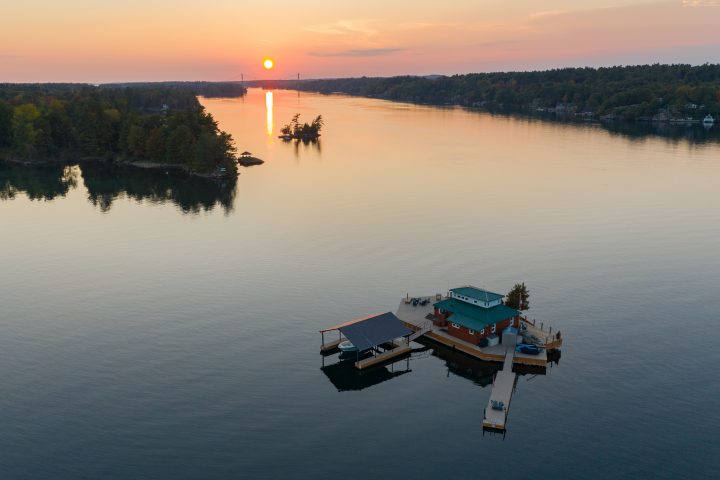 Sunset Over the St Lawrence River and Small Island