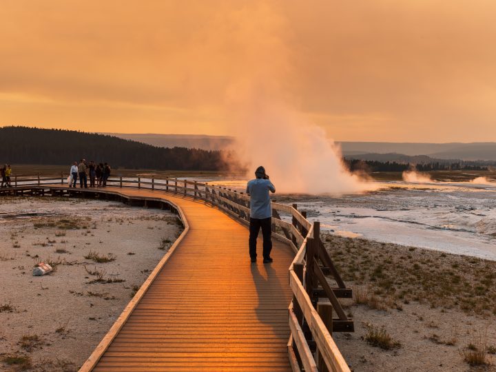 Photographer at Morning Geyser