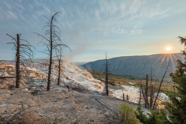 Sunrise at Mammoth Hot Springs