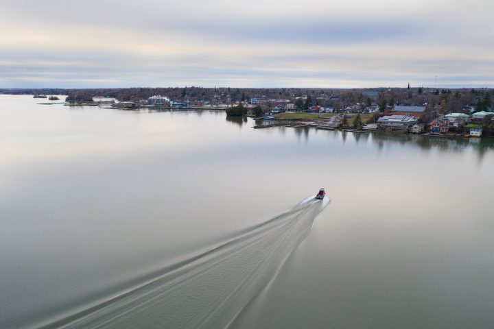 Boat Approaching the Shore at Gananoque