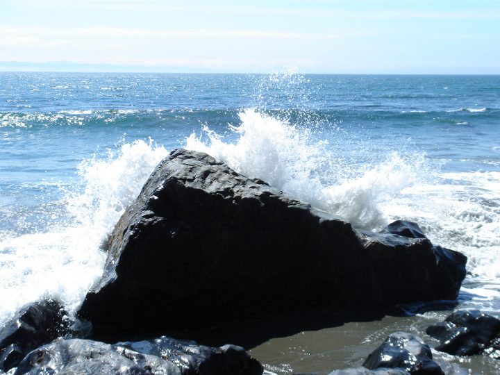 waves on rocks