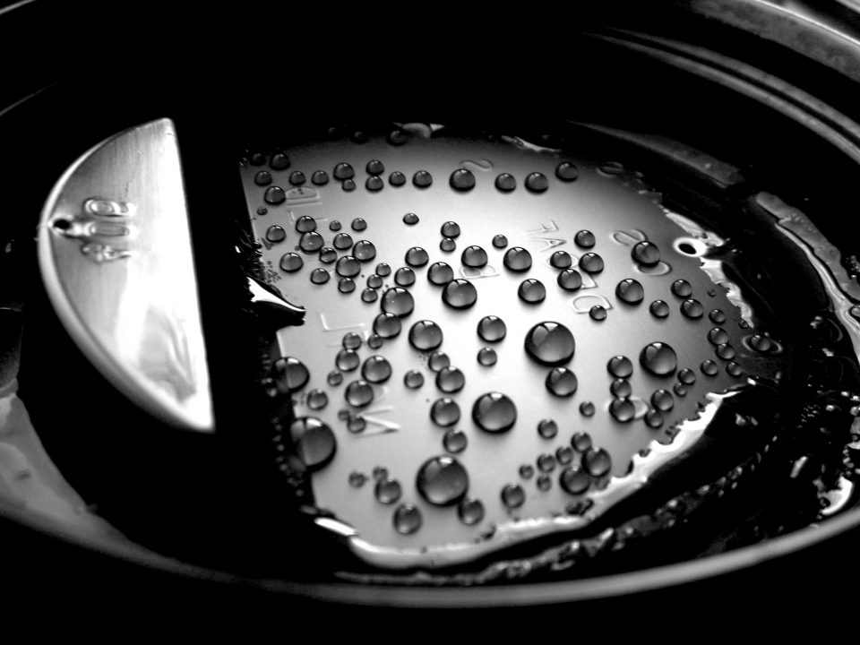 Droplets of Water on Coffee Cup Lid