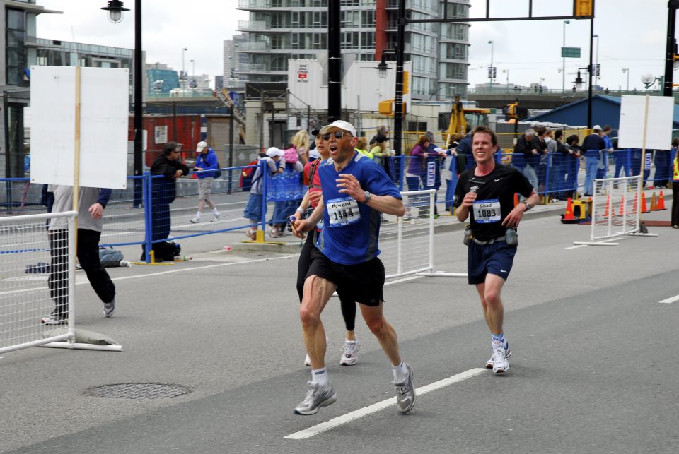 man struggling to finish a marathon