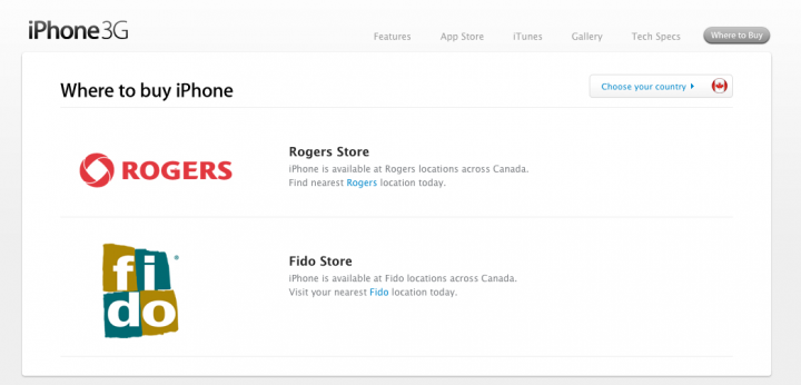 iPhone 3G – Where to Buy – Apple Canada