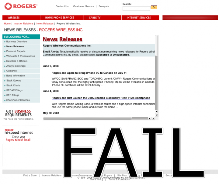 Rogers’ iPhone site