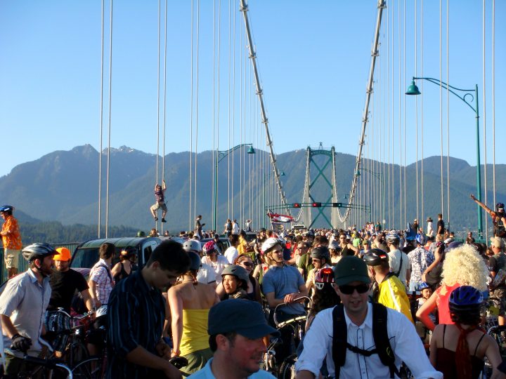 Critical Mass Takes Over Lions Gate Bridge