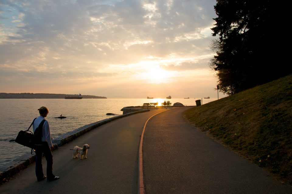 Dor and Pepper on the seawall