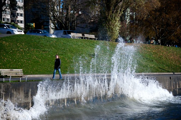 Wave Crashing Against Seawall Vancouver