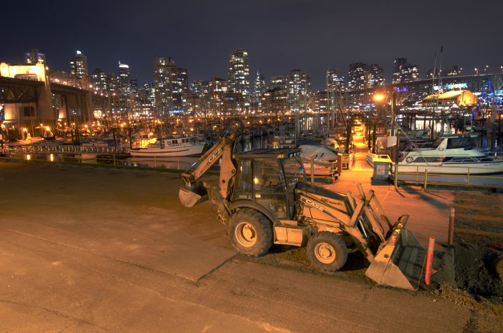 Backhoe At Night