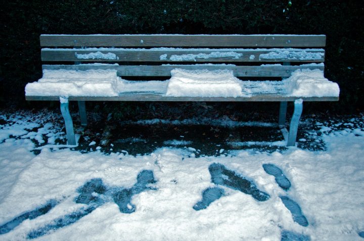 Snow Covered Bench After Yur Bums