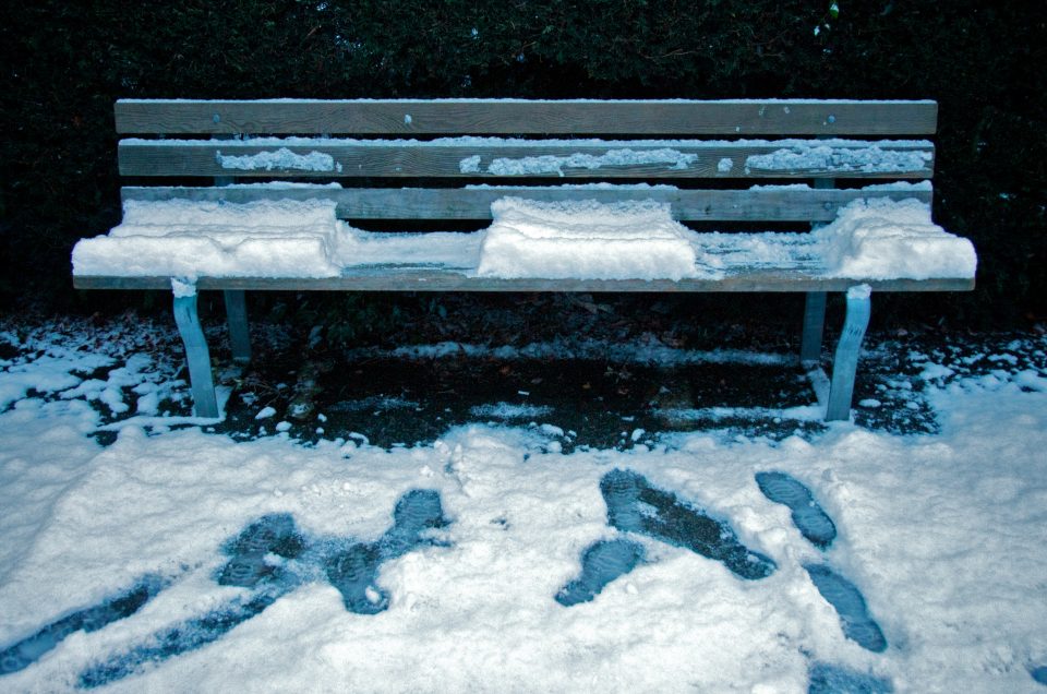 Snow Covered Bench After Yur Bums