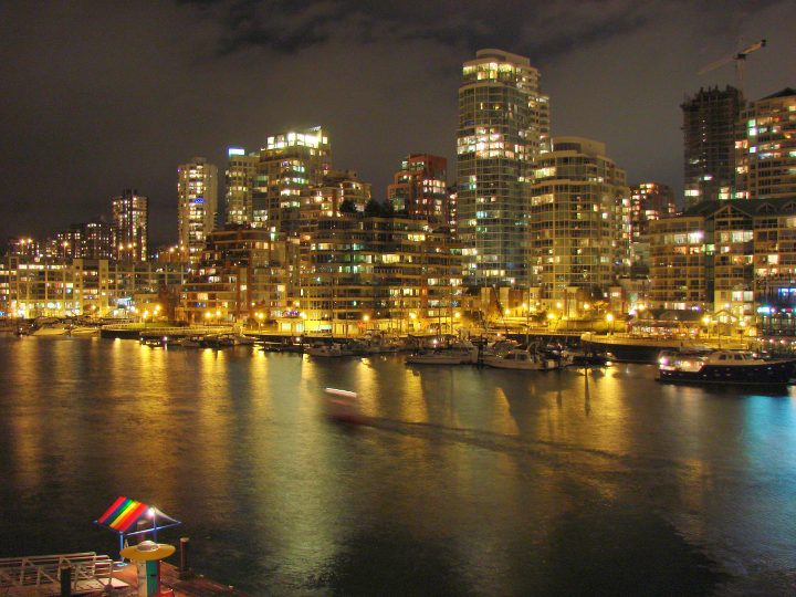 Downtown Vancouver at Night with SeaBus