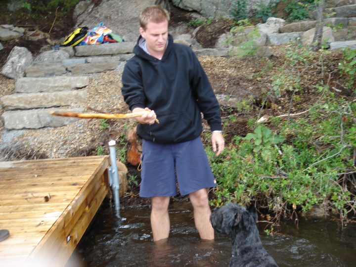 throwing the stick for yuka