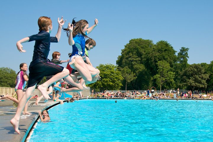 Kids Jumping Into Pool