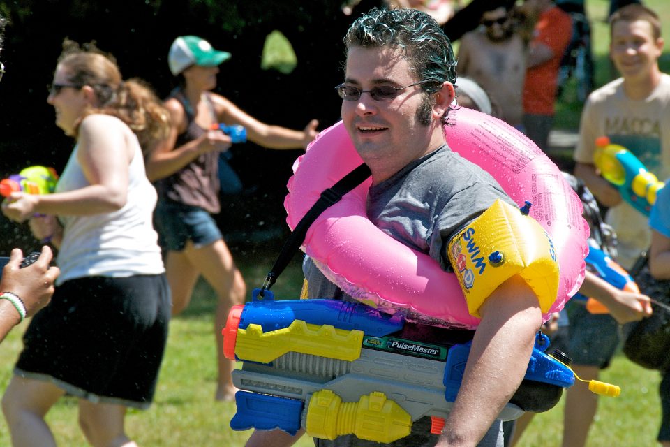 A Man Wearing Waterwings Nice WaterWings