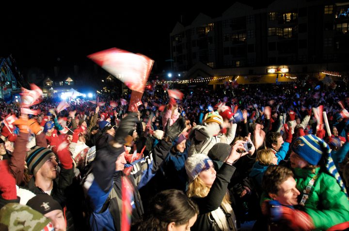 Crowd at Skiier’s Plaza Whistler