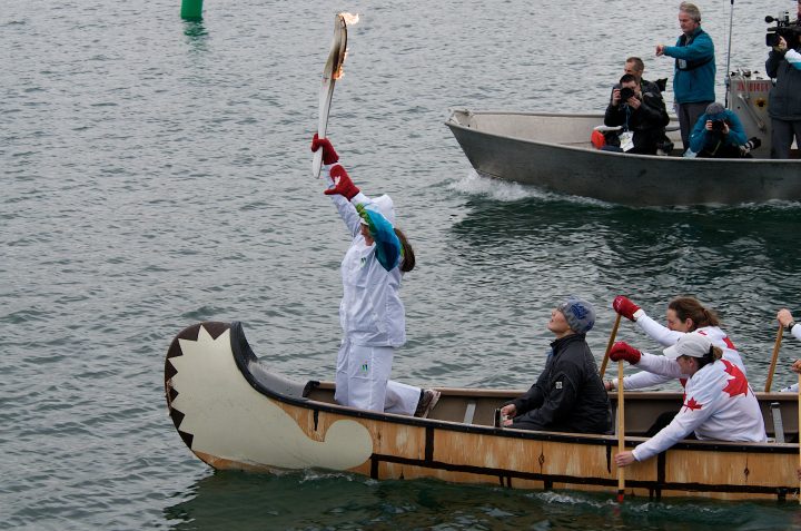 The Torch on a Traditional Canoe in False Creek