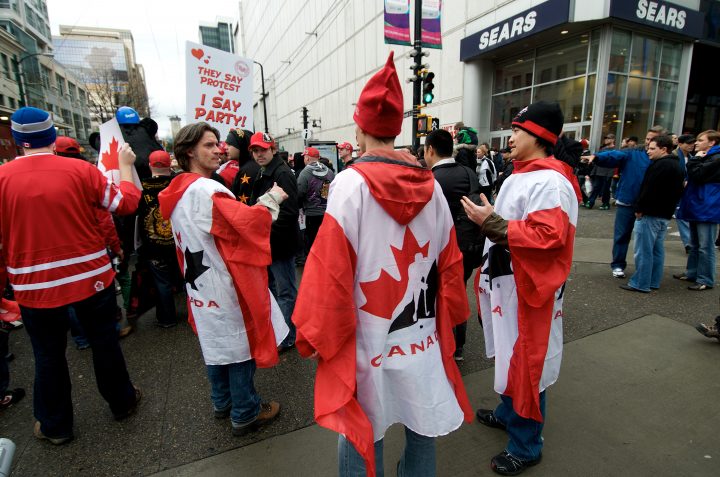 Canadian Flag Wearing Dudes