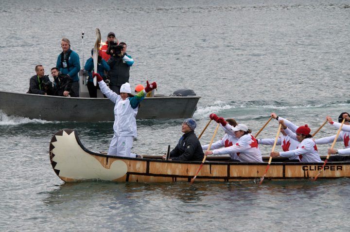 The Torch on a Traditional Canoe in False Creek