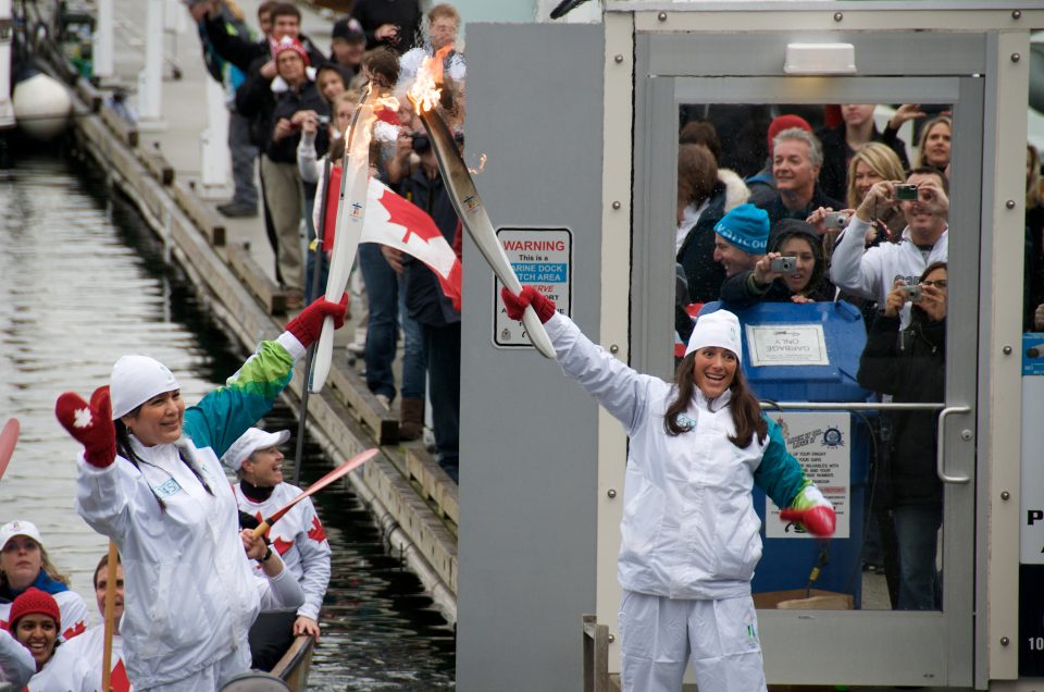 The Olympic Torch on the Dock at Yaletown
