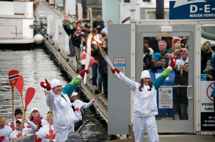 The Olympic Torch on the Dock at Yaletown