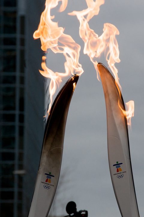 Closeup of Olympic Torch Flames