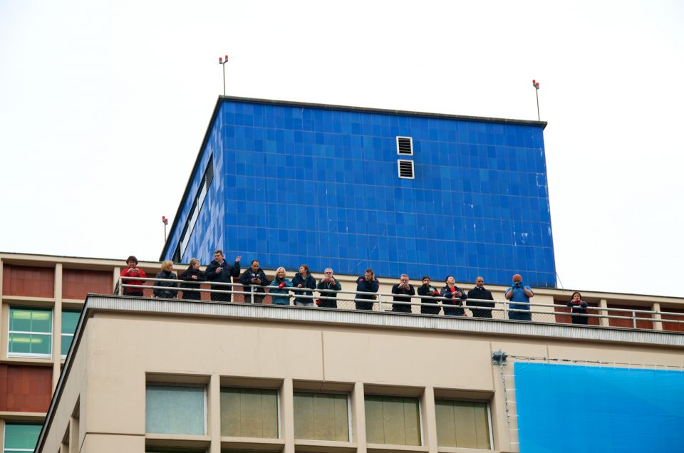 People on the Canada Post Building