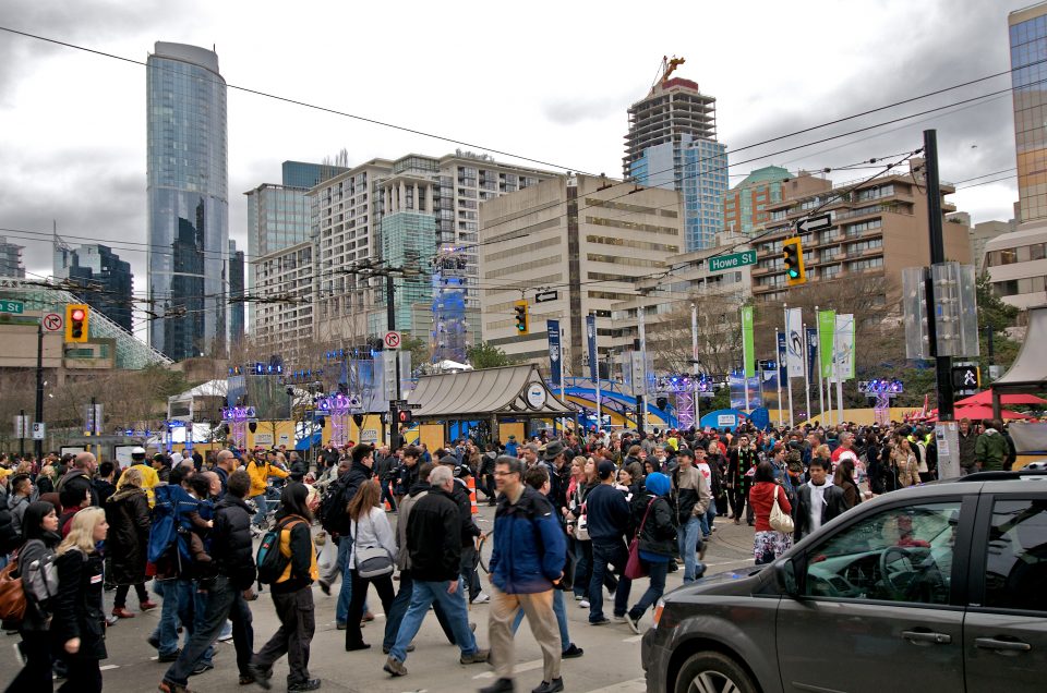 Pedestrians Take Over Robson at Howe