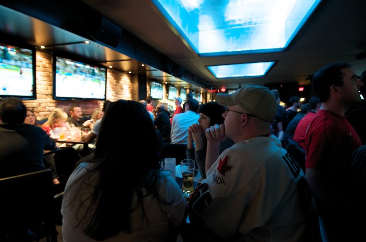 Anxious Fans Watch the Game